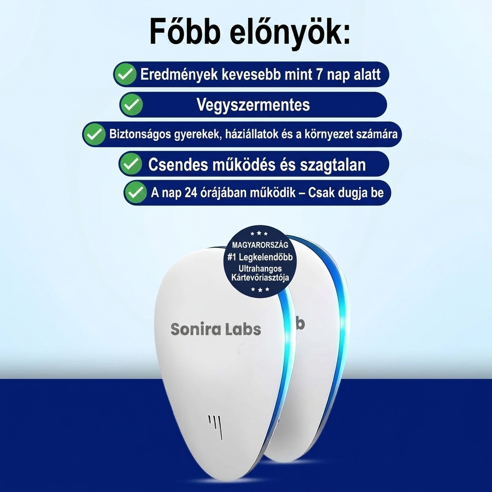 Sonira Labs™ — Ultrahangos kártevőriasztó